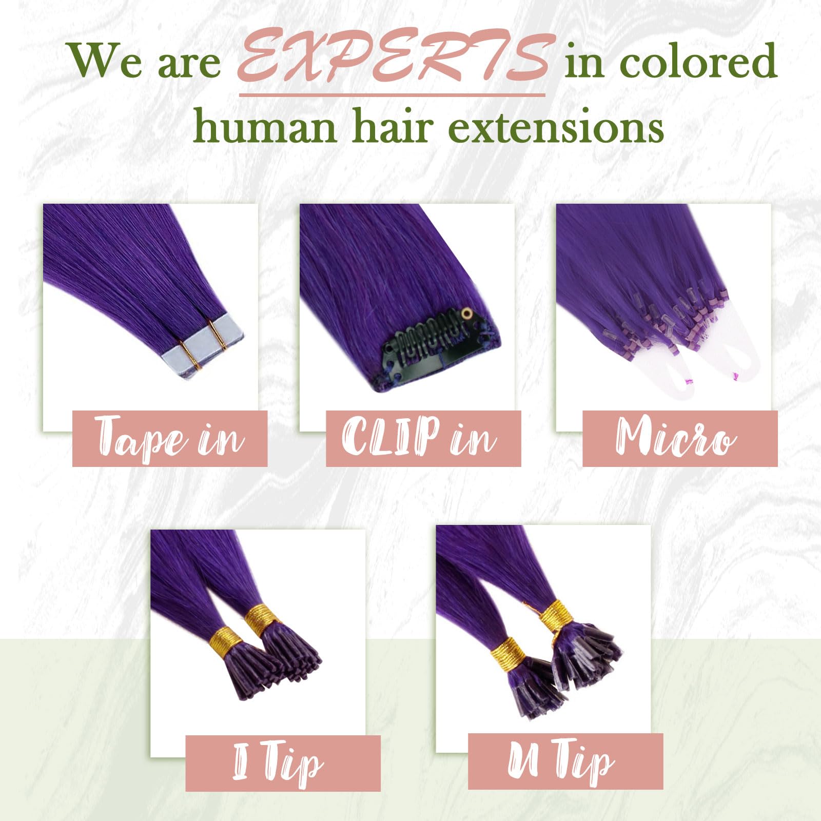 RUNATURE Micro Beads Hair Extensions Real Hair Purple Remy Micro Ring Hair Extensions Invisible Remy Straight Micro Hair 14 Inch 25g/25strands #Purple — view 7