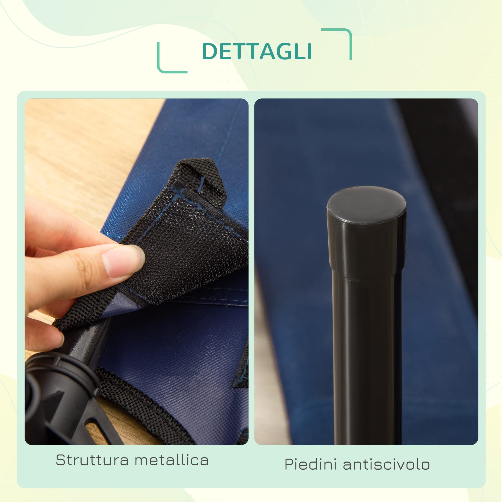 PawHut Letto Rialzato per Cani, Cuccia da Viaggio Animali Domestici fino 20kg, Campeggio, Impermeabile - 76x61x18cm