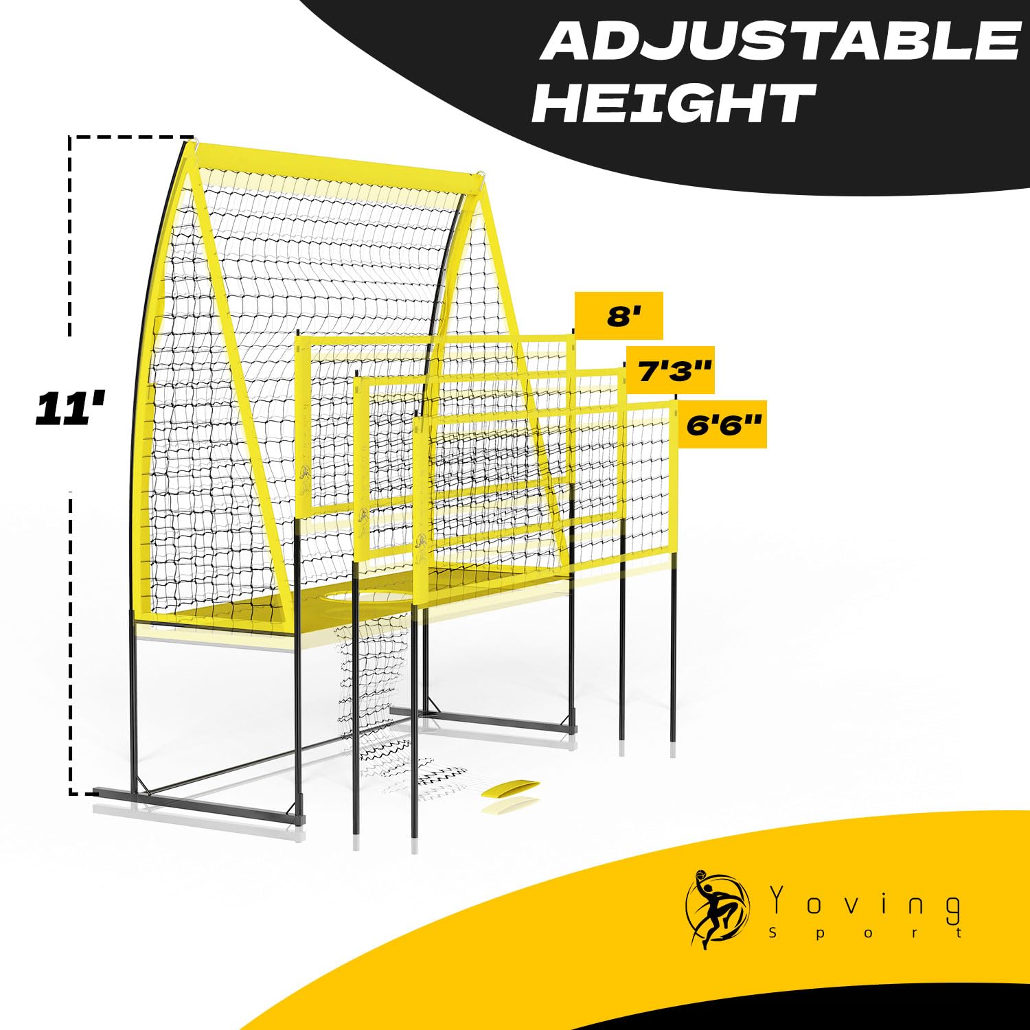 Yoving Volleyball Trainingsnetz 3,4m x 2,4m für Aufschlag Dunking Techniktraining