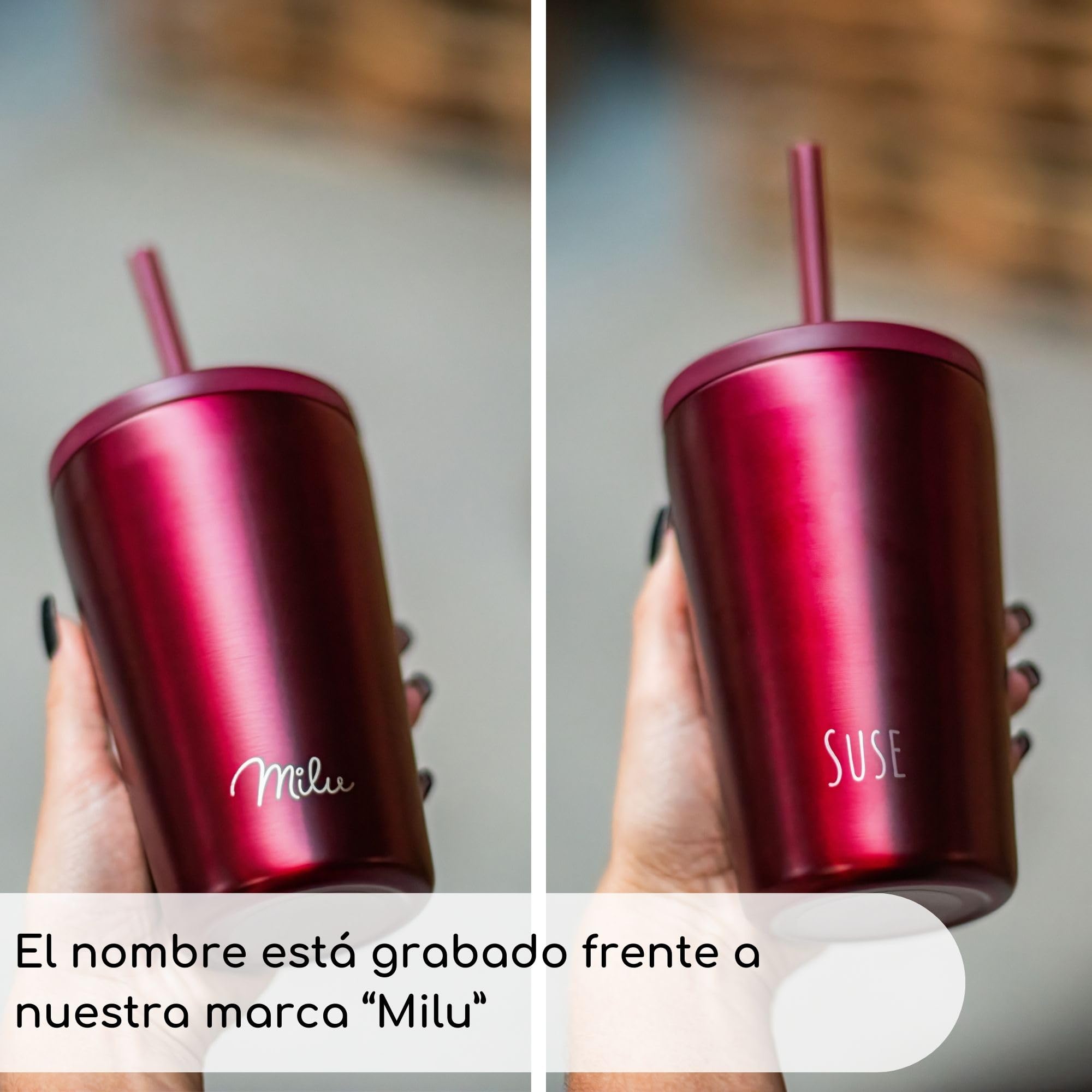 Milu Termo Cafe 300ml, 400ml, 500ml - Vaso Termico Antigoteo, Taza Termica acero inox sin BPA, Vaso Insulated Mug para llevar (Grabado, 500ml)