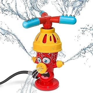 Water Hydrant Sprinkler Toys for Kids, Outdoor Water Play Children Toys with Rotating Spray Nozzles Attaches to Garden Hose for Toddlers Kids Summer Backyard Garden Lawn Outdoor Activities