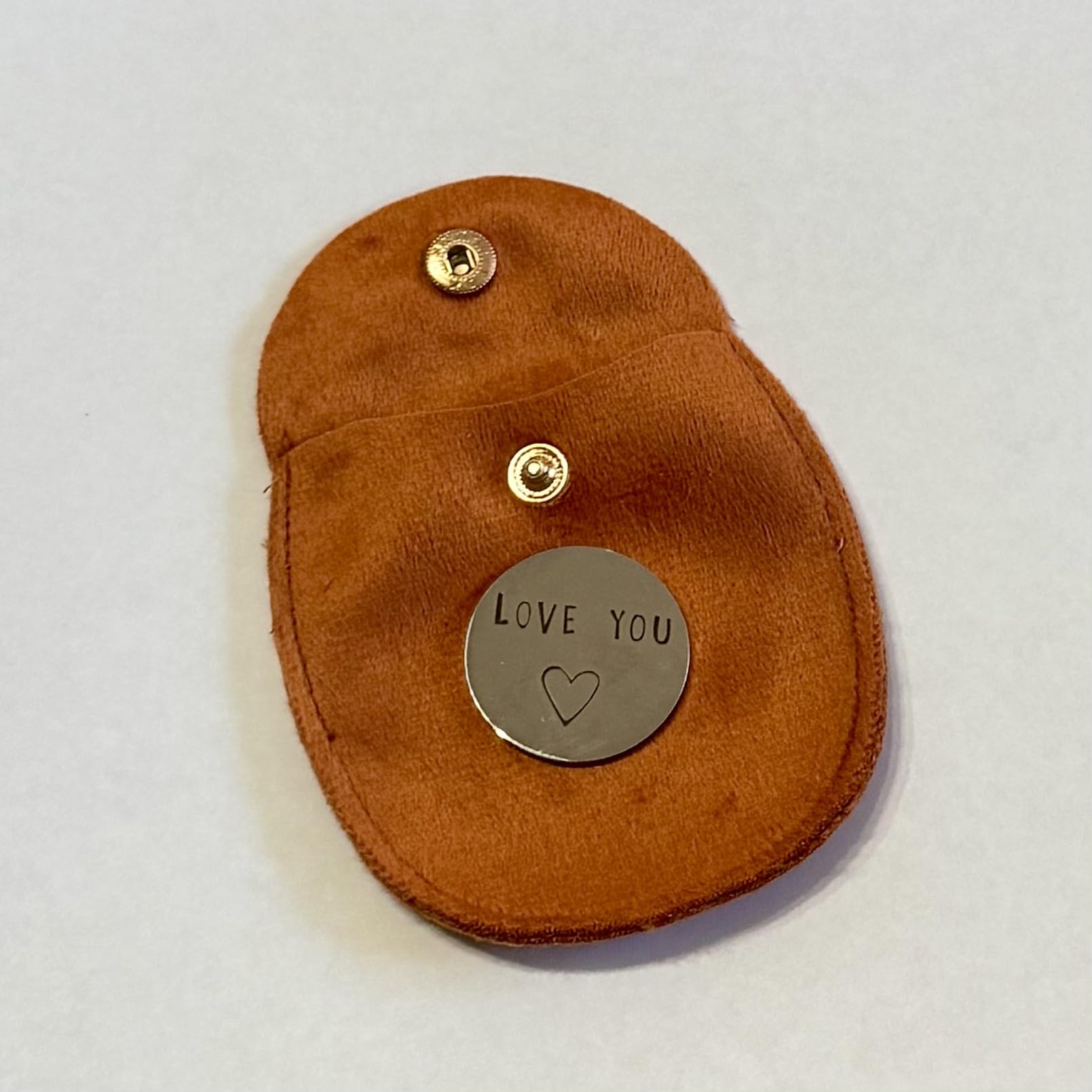 Decorative Love Coin with 'Love You' Message, Gift Pouch Included, Brown - Image 2