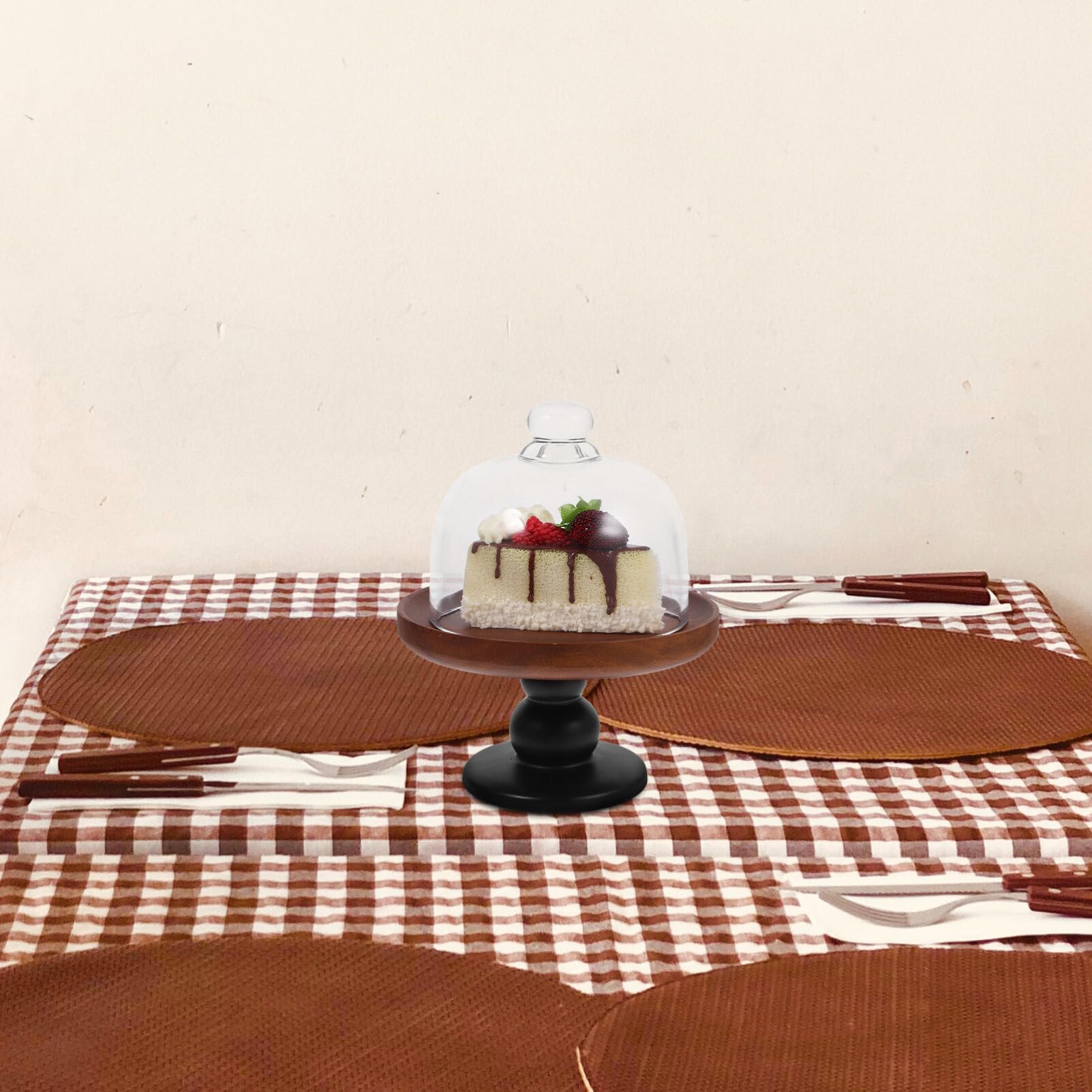 Soporte multifuncional para tartas con tapa de cúpula, soporte de exhibición de postres para té de la tarde, 21,2 x 15 cm, ideal para fiestas y celebraciones