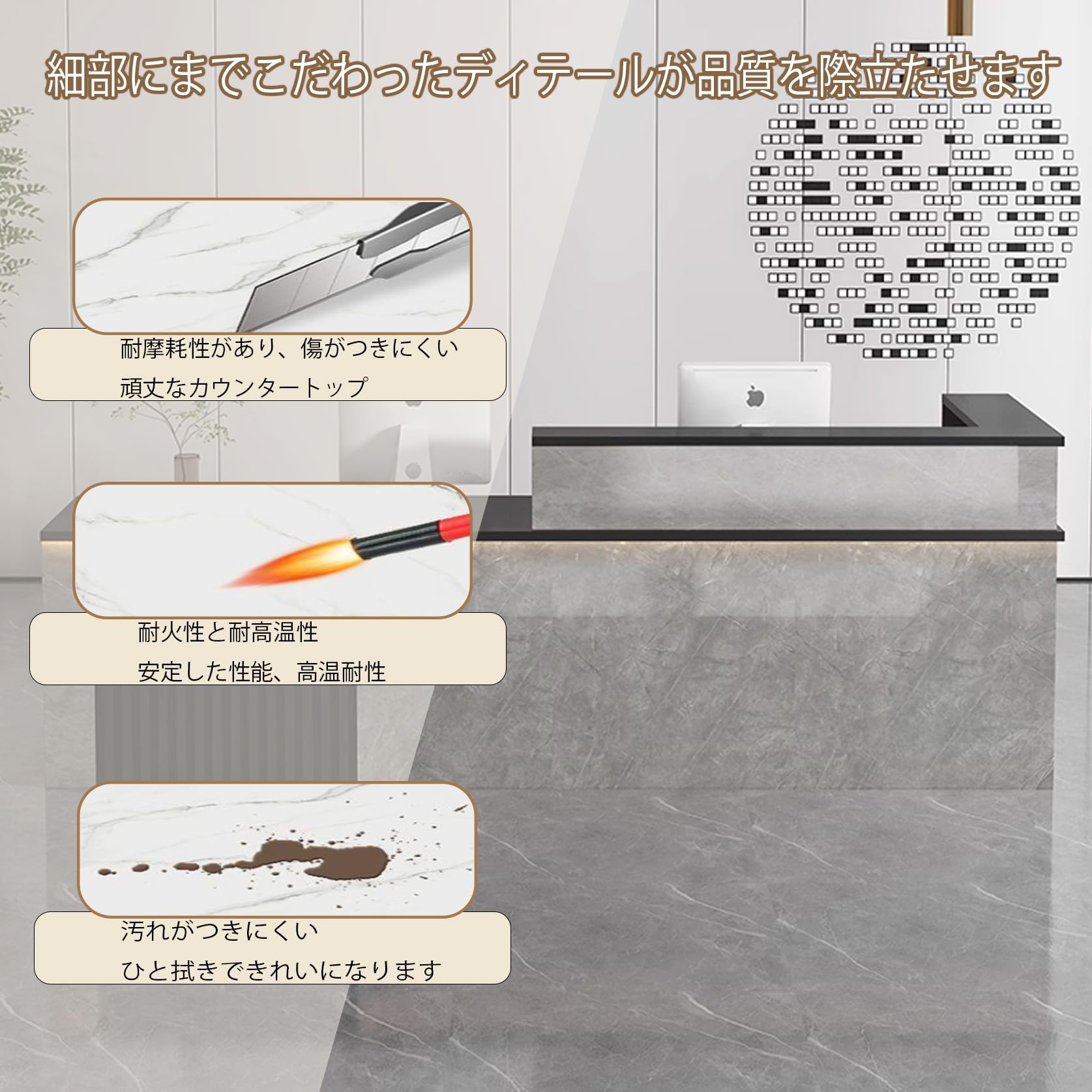 Amazon.co.jp: Hynbdes 鍵付き引き出し付き受付カウンター、LED間接