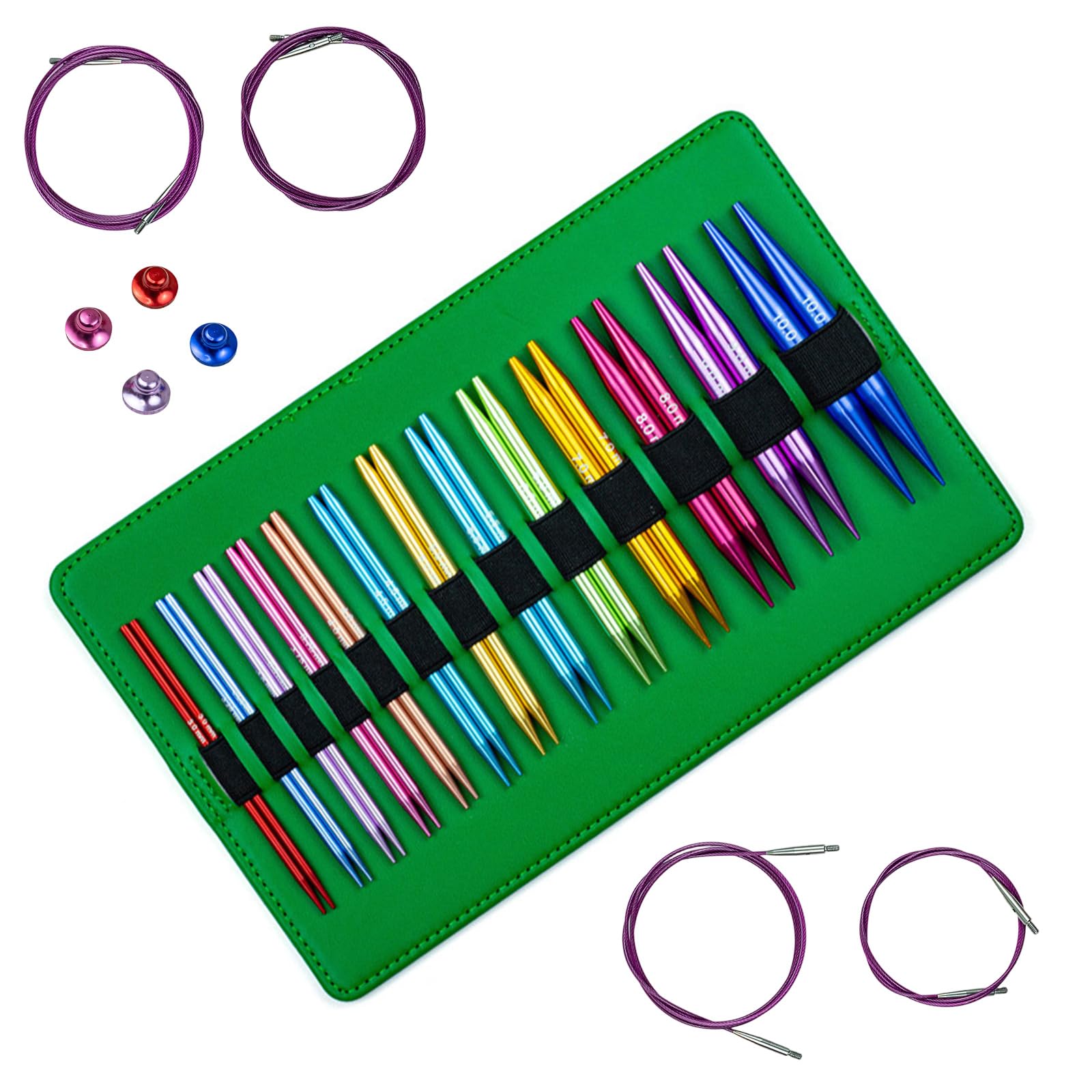 13Pairs Interchangeable Circular Knitting Needle for Crocheting 3.0Mm-10Mm Aluminum Knitting Needle with Storage Bag Circular Probes Set