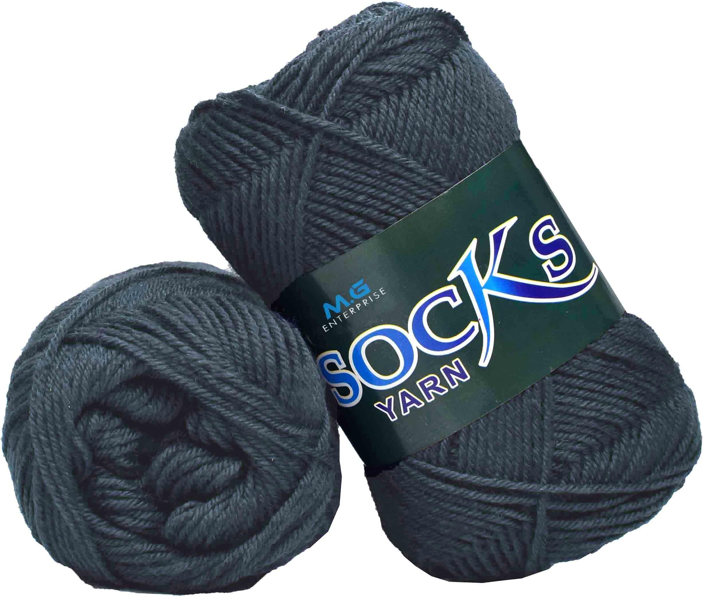M.G ENTERPRISE Premium Socks high Strength Nylon Yarn Suitable for Socks, Accessories, and Home Decor. 500 gm Deep Grey, Suitable for Both Crocheting & Knitting. EXZA