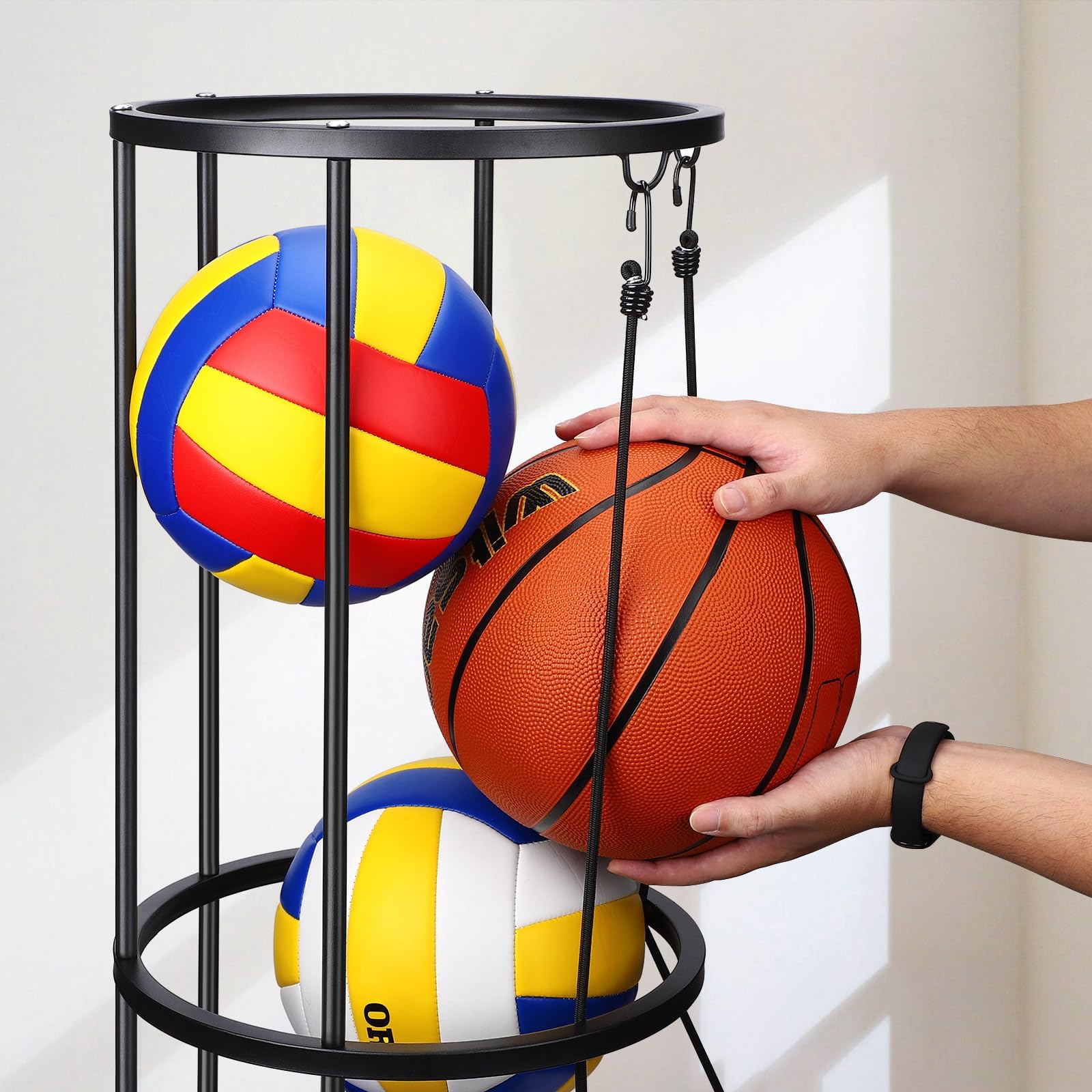 Organizzatore di palline, 101,6 x 33,5 cm, carrucole mobili sul fondo,porta palloni da calcio, per sale interne e palestre