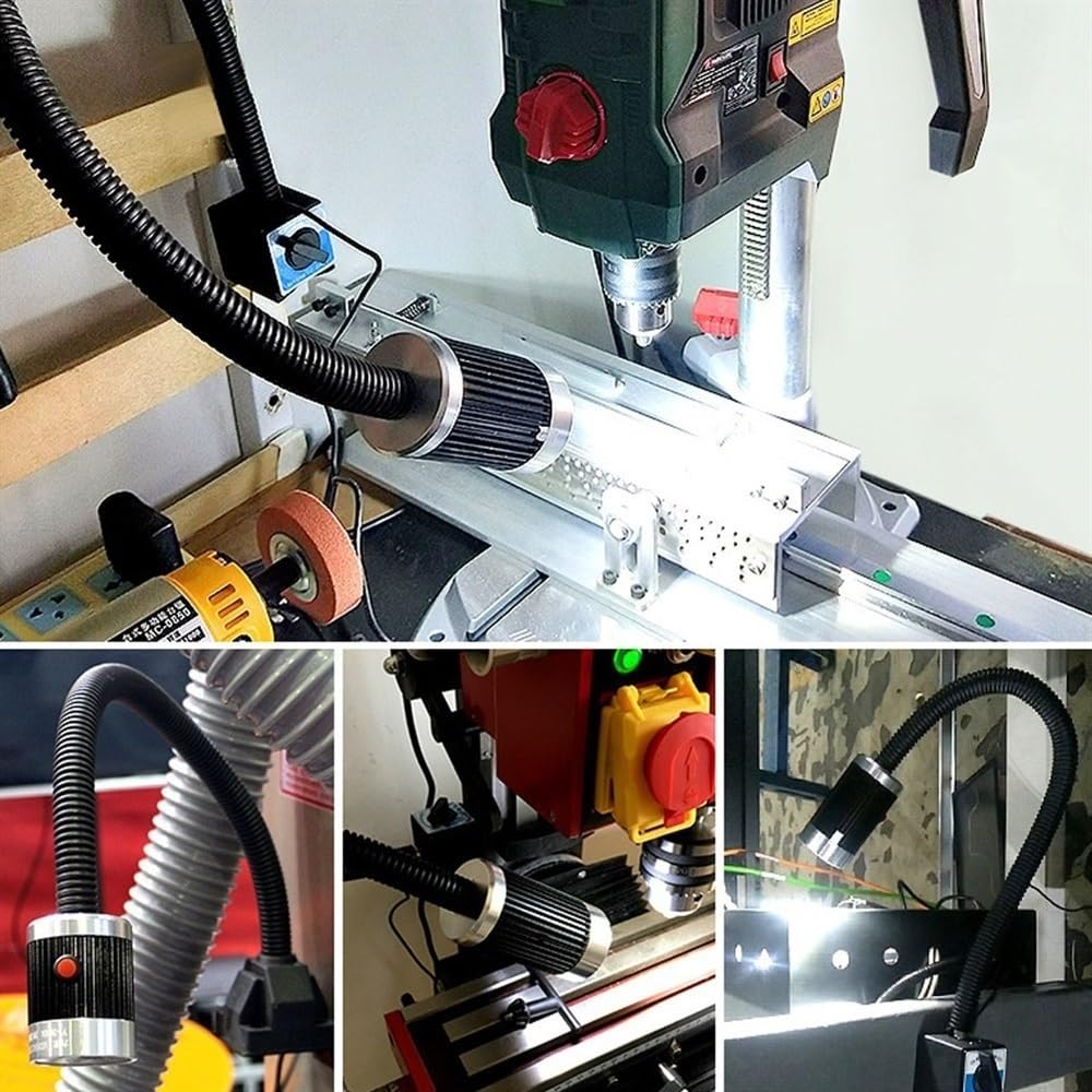 Kleine Werkstattbeleuchtung, flexibles Schwanenhals-LED-Arbeitslicht, magnetisches LED-Arbeitslicht, LED-Arbeitslicht mit Lichtkopfschalter for CNC-Drehmaschinen und andere industrielle Beleuchtung(Sw