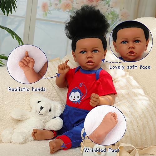 Vista 12 de Reborn Baby Dolls Boy, 18 Inch Realistic Baby Doll Lifelike Sleeping Newborn Bebe Reborn de Silicona Vinyl Limbs Anatomically Correct Real Baby Doll
