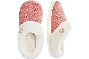 Women's Cute Comfy Fuzzy Knitted Memory Foam Slip On House Slippers Indoor with Arch Support