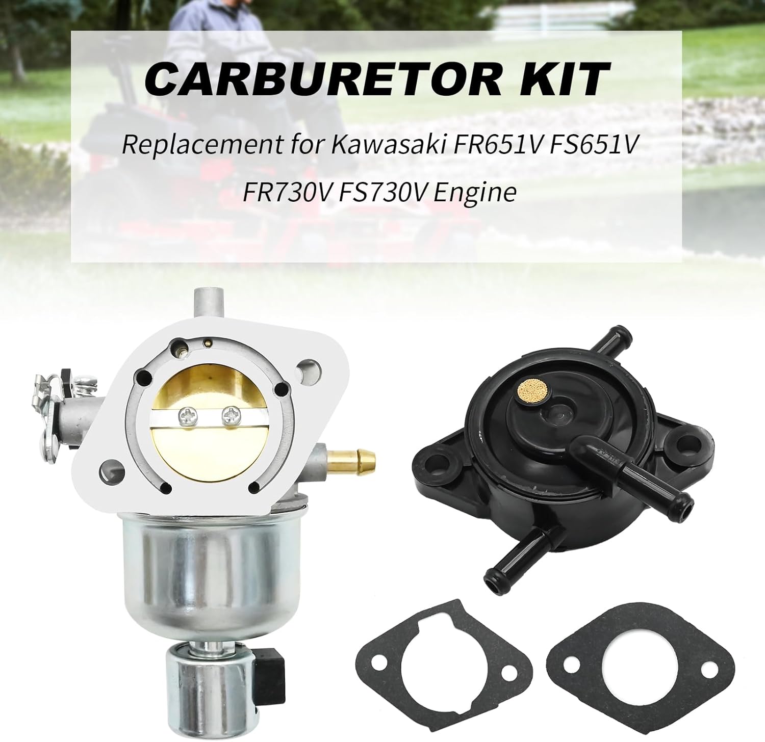 FR651V Carburetor Tune up Kit Replacement for Kawasaki FR651V FS651V FR730V FS730V Engine Replaces 15004-0828 15004-0986 15004-0984 11013-7047