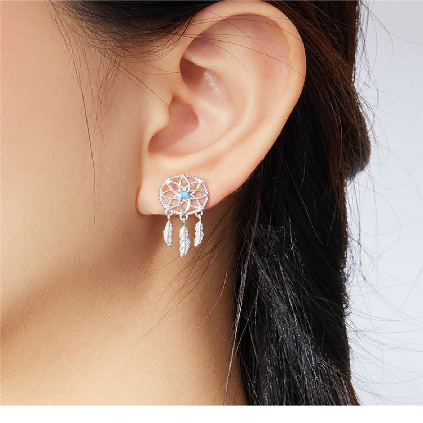 RWRAPS Orecchini per Bambina Orecchini in Argento Sterling 925 Orecchini Pendenti Acchiappasogni per Donna Orecchini Pendenti con Piume d'Argento Brincos
