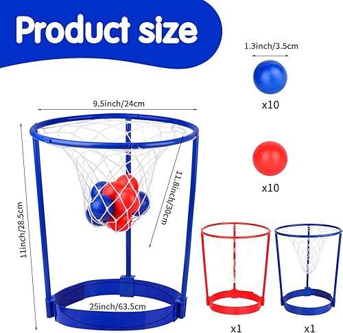 Miniatura 2 de Paquete de 2 diademas de red ajustables con 20 bolas para la cabeza, juego de baloncesto, para niños y adultos, juego de carnaval, fiesta de