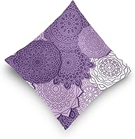 Vista 5 de Kigai Funda de cojín cuadrada decorativa de estilo bohemio con mandala morada de 18 x 18 pulgadas, para sofá, dormitorio, hogar