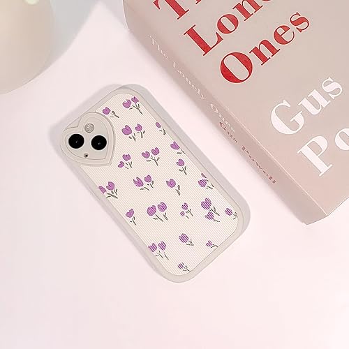 Miniatura 3 de Funda compatible con iPhone 13, diseño floral con lente de amor, protector de parachoques para niñas y mujeres, TPU suave a prueba de golpes, para