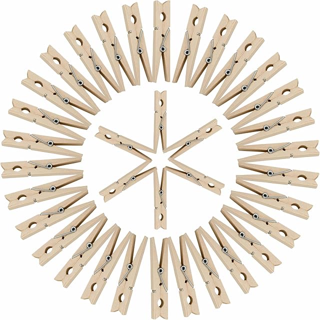 Clothes Pegs Wooden Laundry Pegs Heavy Duty Clothes Clips Washing Line Peg Set Art And Craft Holder Cloth Drying Pins For Clothes Socks Towel Underwear Garden Supplies Home Accessories (Pack Of 36)