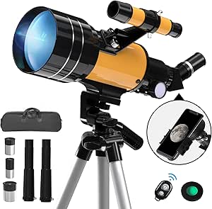 Teleskop Für Erwachsene Und Kinder, 80 Mm Öffnung, 600 Mm, Teleskop Für Erwachsene, Leistungsstark, Anfänger In Der Astronomie, Um Planeten Zu Sehen, Mit Handy-Adapter Und Mondfilter, Tragetasche