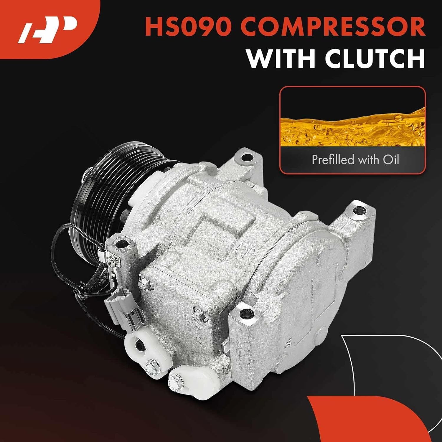 A-Premium Air Conditioner AC Compressor with Clutch Compatible with Honda Civic 2.0L 2002-2005, Acura RSX 2.0L 2002-2006, with HS090 Compressor