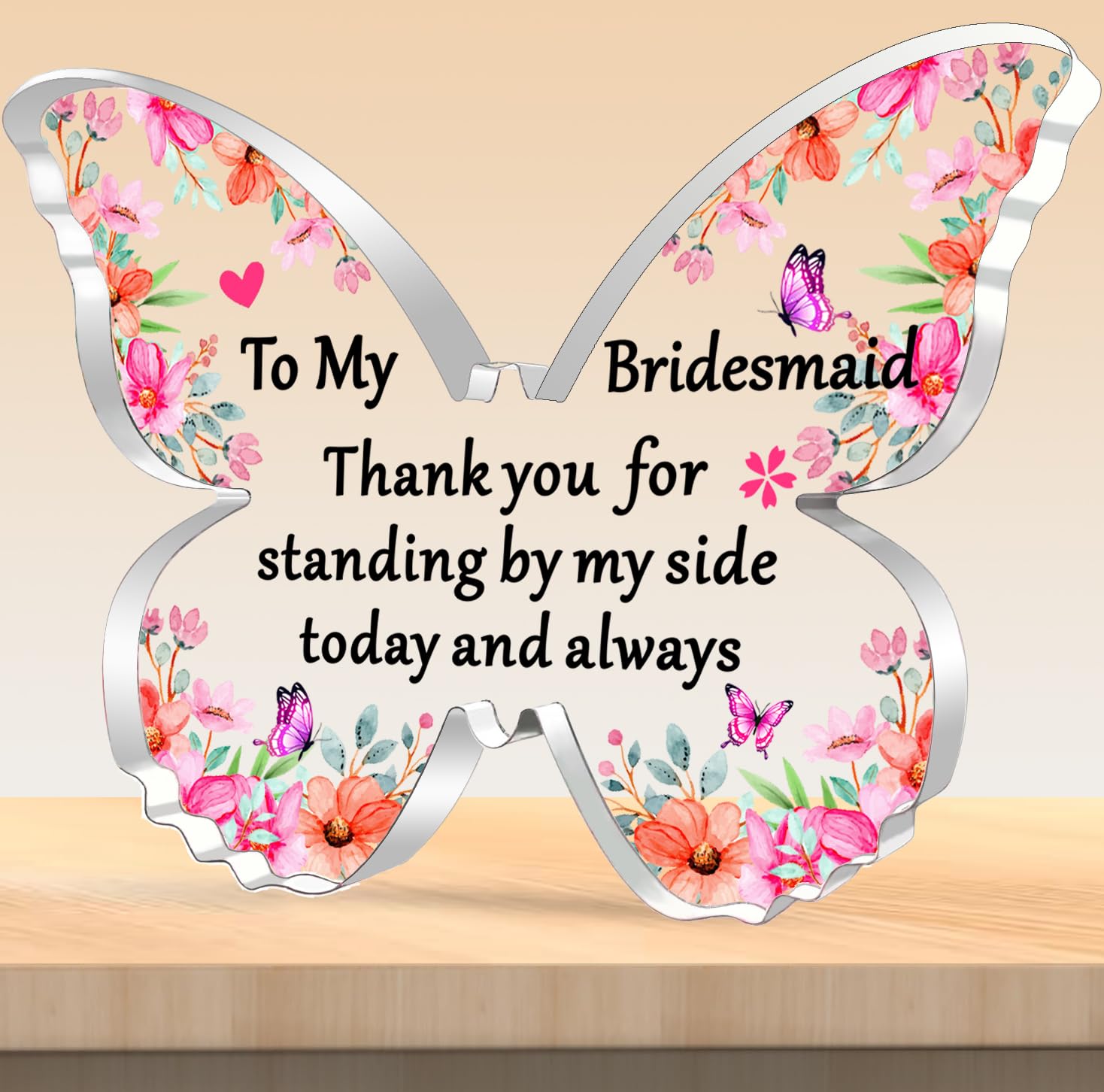 TTOVEN Thank You Bridesmaid Gifts Bridesmaid Gift Bridesmaid Butterfly-Shaped Plaque Gifts for Wedding Day