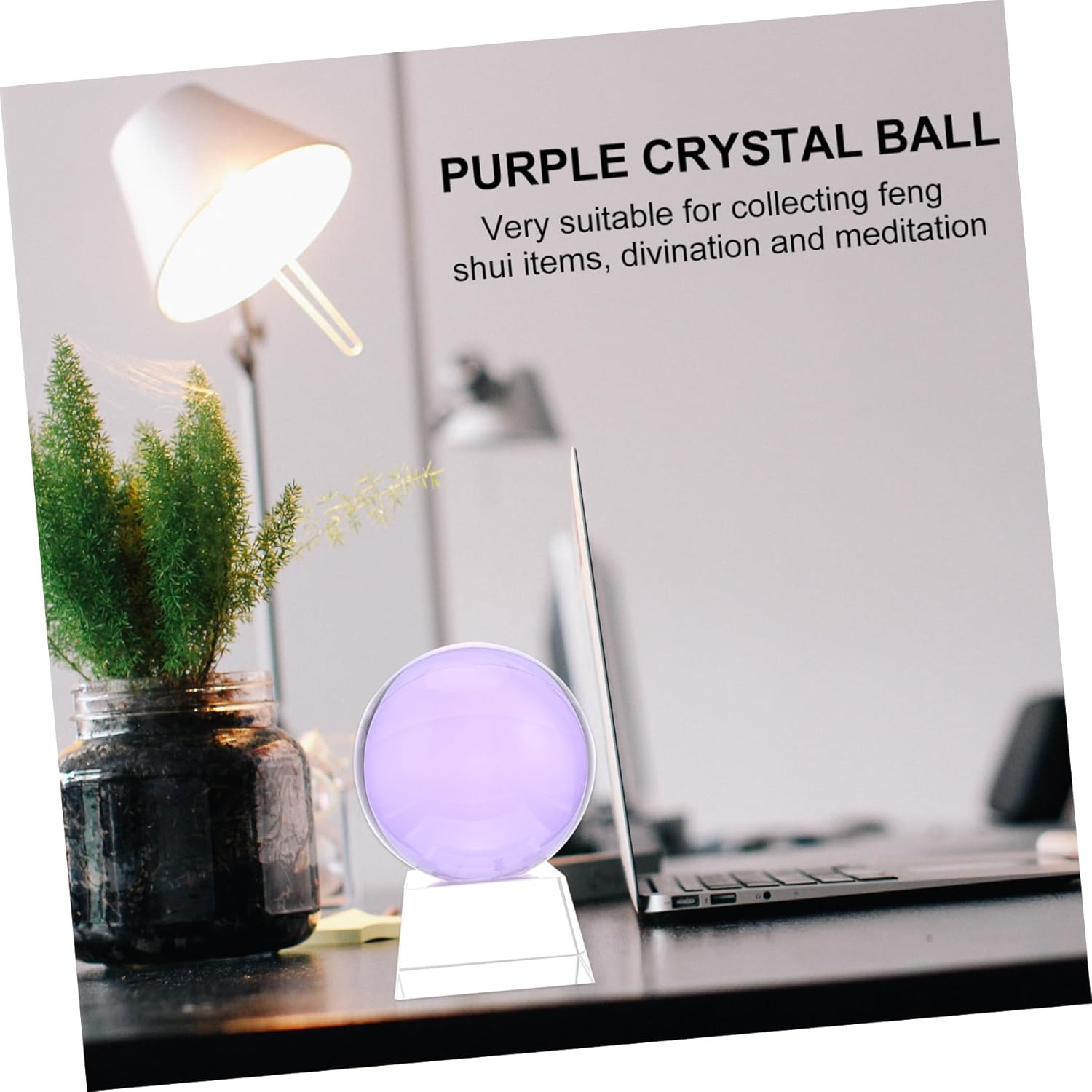 Alipis 1set Purple Crystal Ball with Holder Creative Crystal Art Decor for Birthdays Weddings with Transparent Base