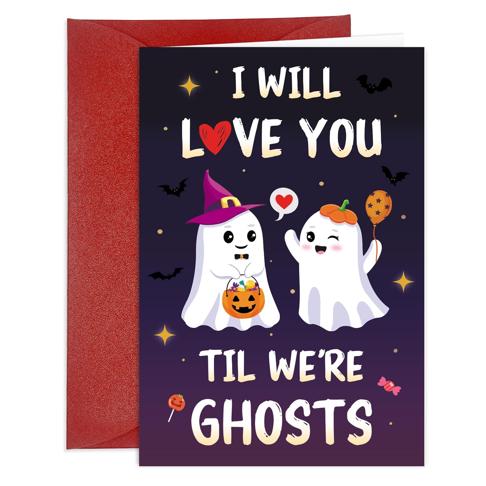 HEYINSHEN funny halloween cards for girlfriends boyfriend cute halloween cards for her him Romantic Halloweens Anniversary Card for couples ghost card with envelope Gothic Valentines Day Gift