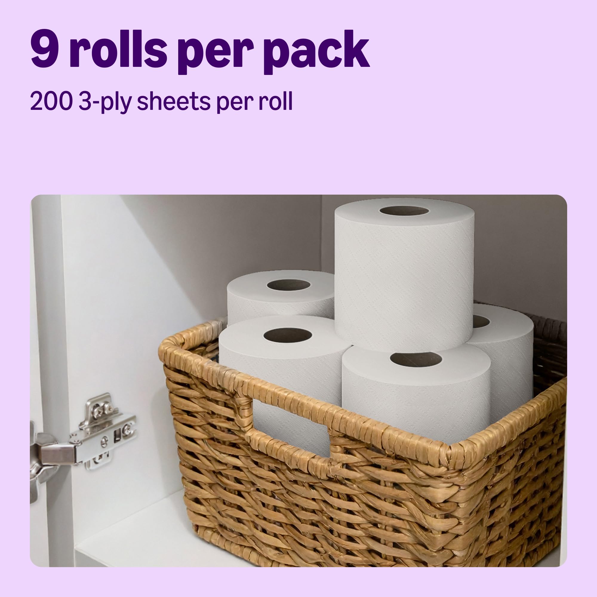 by Amazon Super Soft Toilet Tissue, 3-ply, 9 Rolls (1 Pack of 9), 200 Sheets per Roll, FSC Certified — view 3