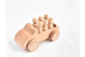 Unfinished Wooden Toy Car Kit 6 Wooden Peg People