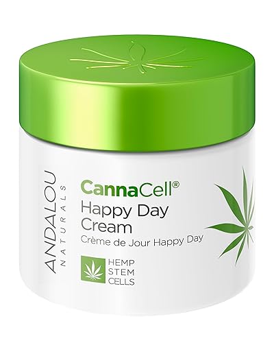 Andalou Naturals Cannacell Happy Day Cream - Hydrating Face Moisturizer with Nourishing Stem Cells - Rich in Vitamins, Plant-Based Proteins, &
