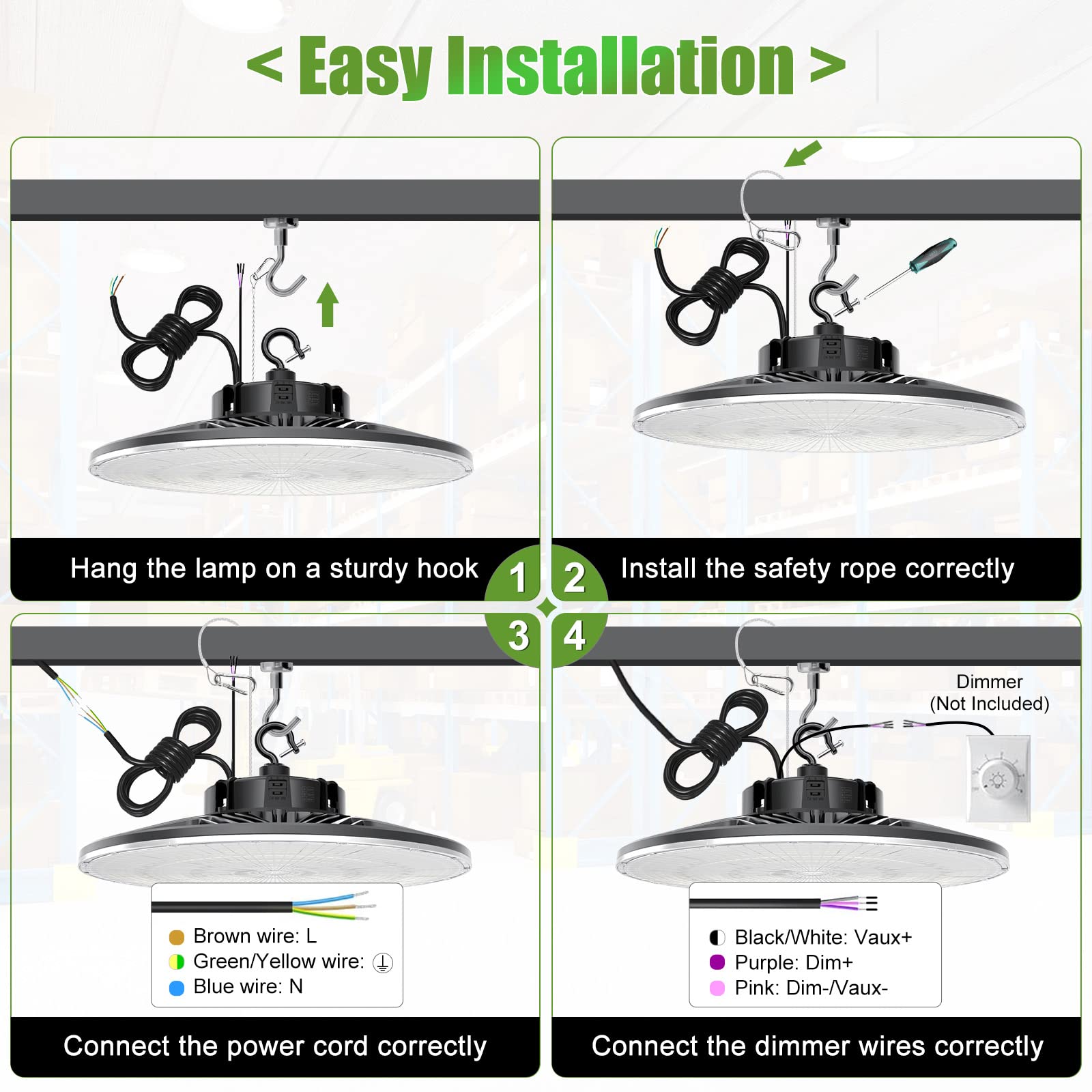 UFO LED High Bay Light 240W 200W 150W Adjustable 3000K 4000K 5000K Adjustable UL DLC Listed 140LM W — view 7
