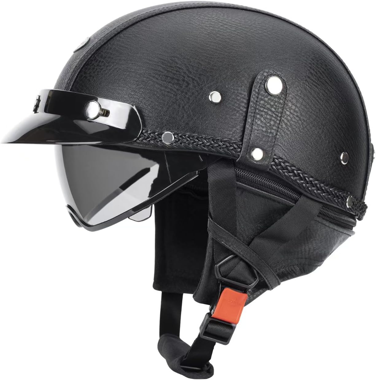 Half Helmet Motorcycle Men Women Adult Open Face Motorcycle Helmets with Sun Retractable Visor DOT Certified