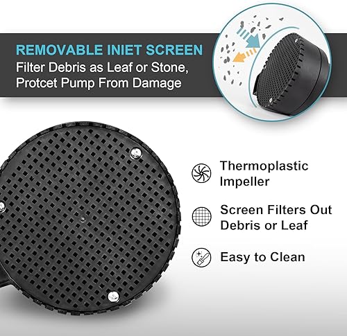 Miniatura 5 de WASSERMANN Bomba de agua sumergible termoplástica de 14 HP de 1850 GPH, bomba de sumidero portátil eléctrica para drenar piscina, jacuzzis, jardín,