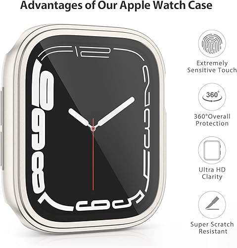 Miniatura 5 de AK Paquete de 3 fundas rígidas de policarbonato con protector de pantalla de vidrio templado compatible con Apple Watch Series 8 Series 7 de 1.614