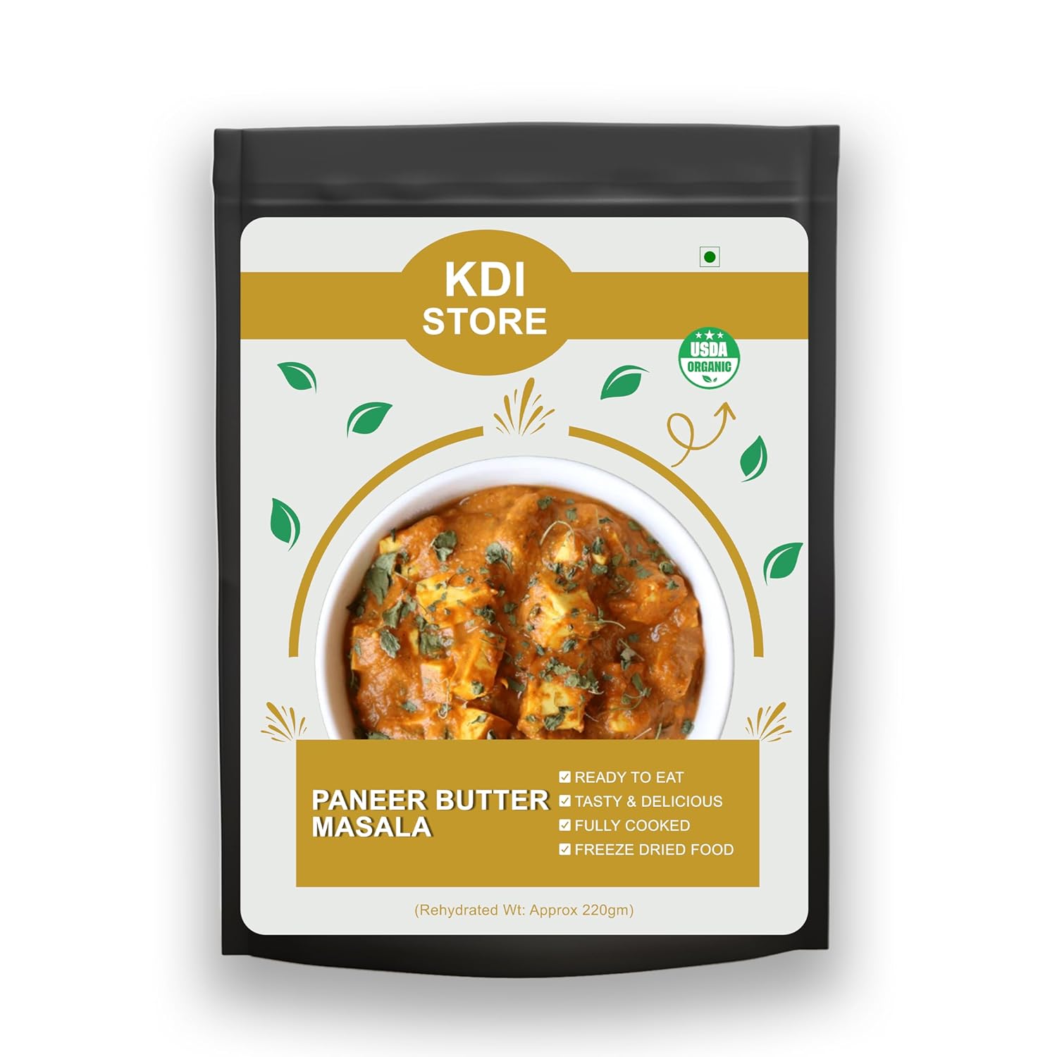 KDI Store Paneer Butter Masala, Ready to Eat Indian Curry, USDA Organic, Freeze Dried, Fully Cooked,65g