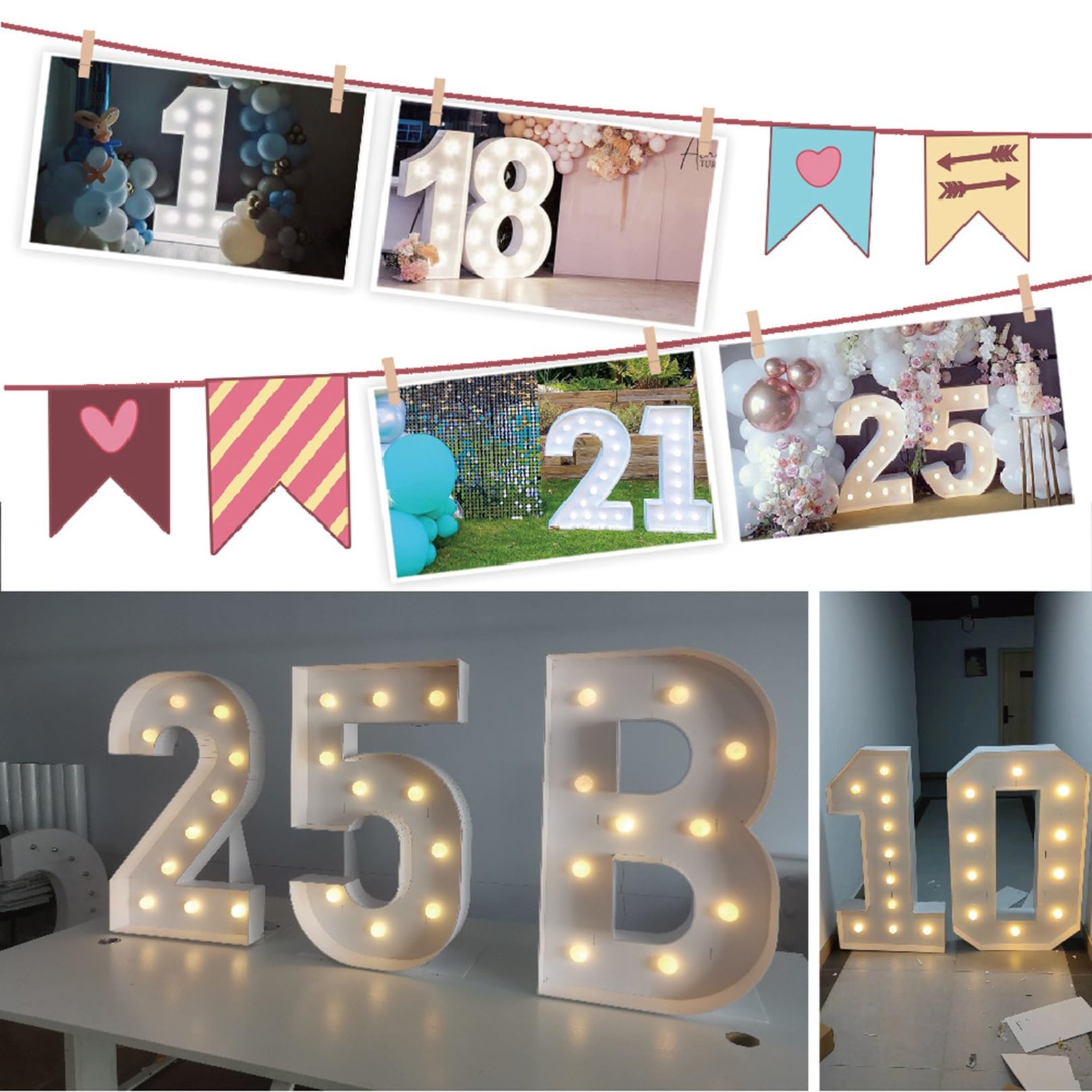 1,2 m Marquee Lettere con numeri luminosi, numeri a mosaico per palloncini, numeri giganti, palloncini a mosaico numero 1 per decorazioni per il 1° compleanno, decorazioni per anniversari, decorazioni