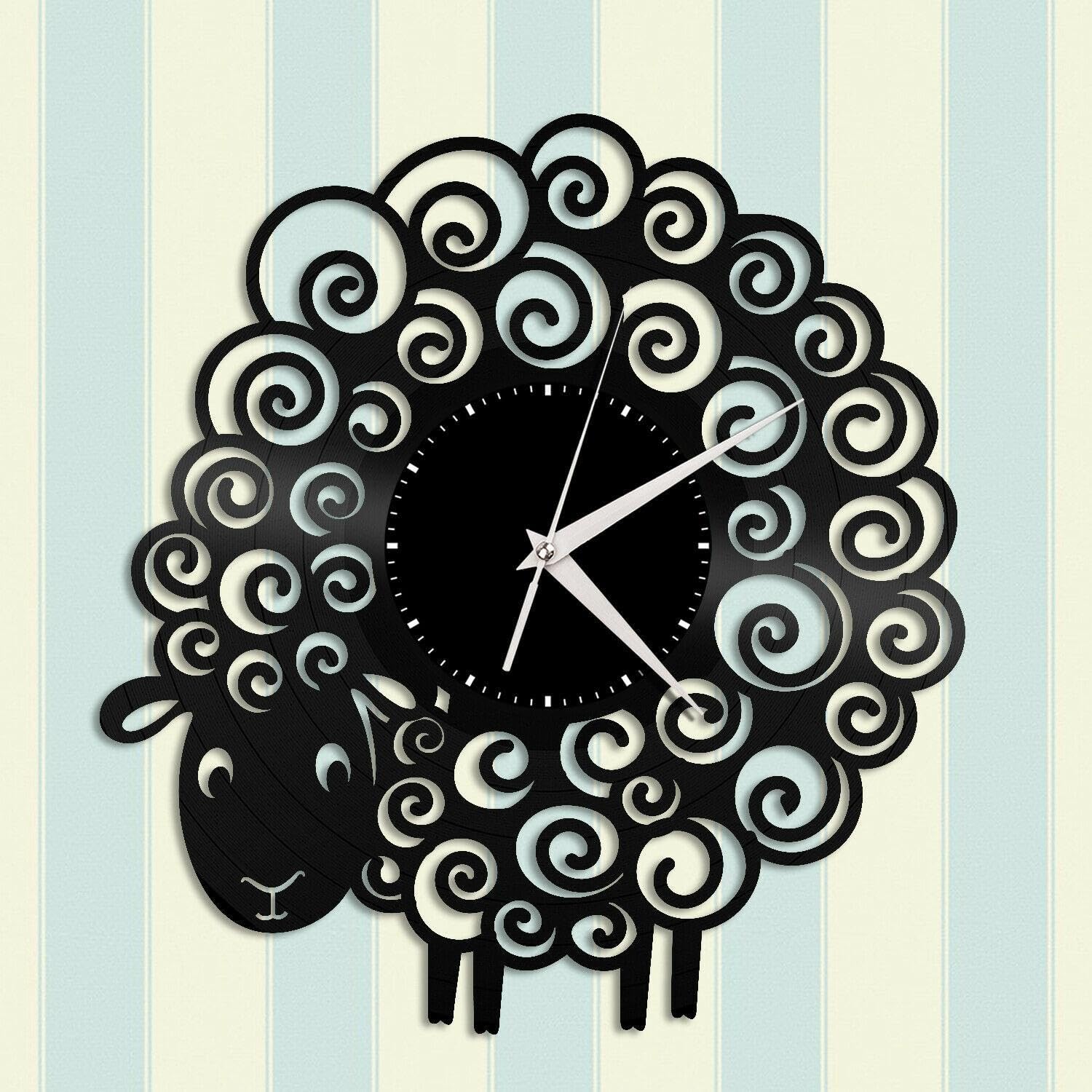 Horloge murale en vinyle mouton vintage pour déco de bureau