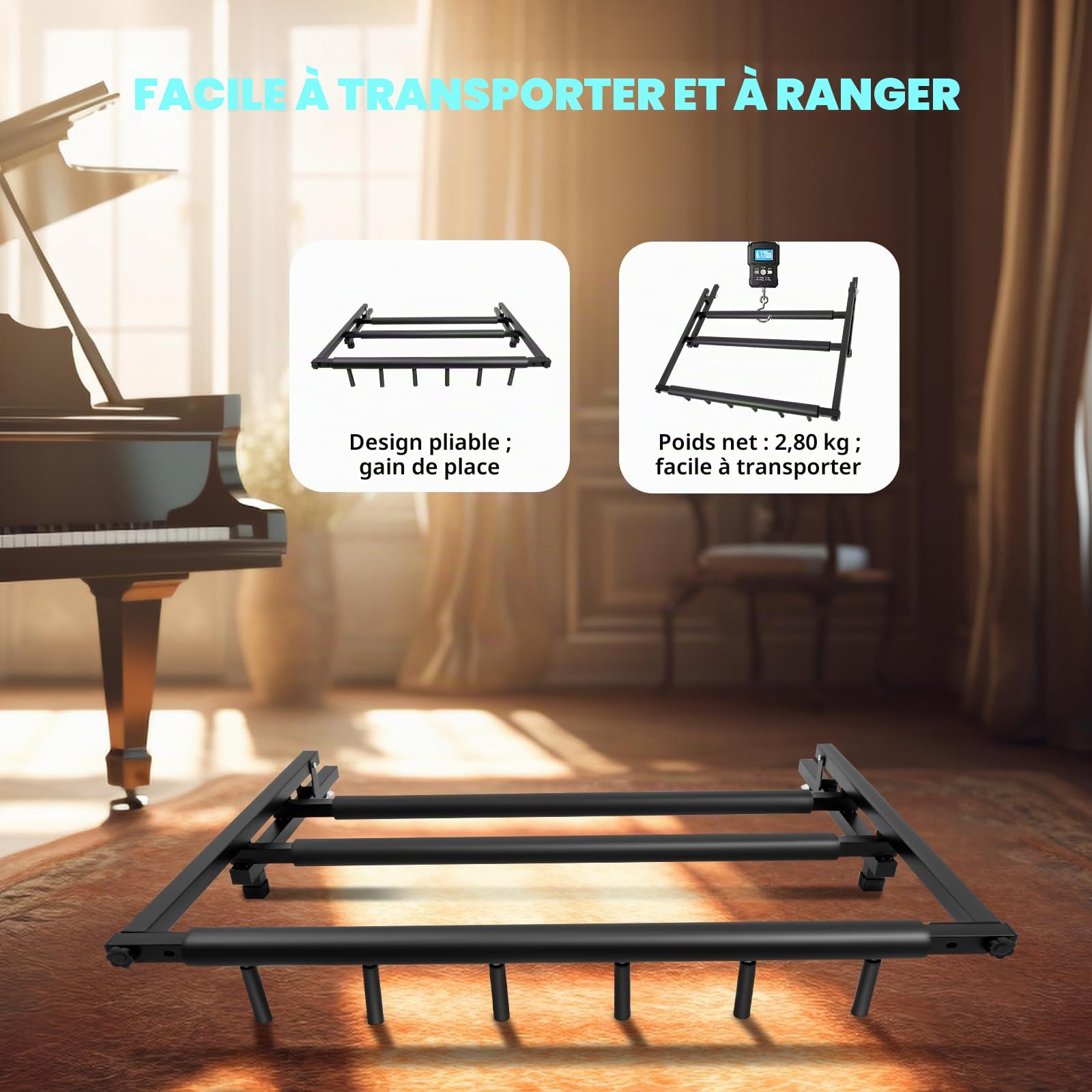 Support de guitare multiple - Organiseur - Structure en fer et caoutchouc rembourré - Pour guitare acoustique, électrique ou basse - 5 pièces