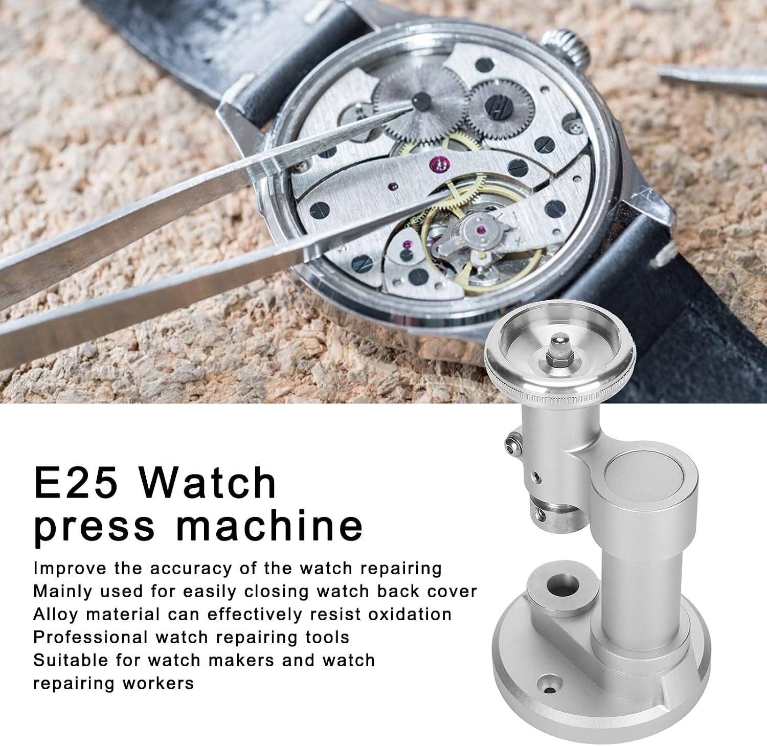 Watch Press Tool, Watch Battery Replacement Tool Kit E25 Watch Press Machine for Watchmakers Watch Repairing Tool Watch Back Remover Closer Repair Set Watch Back Case Cover Press Tool