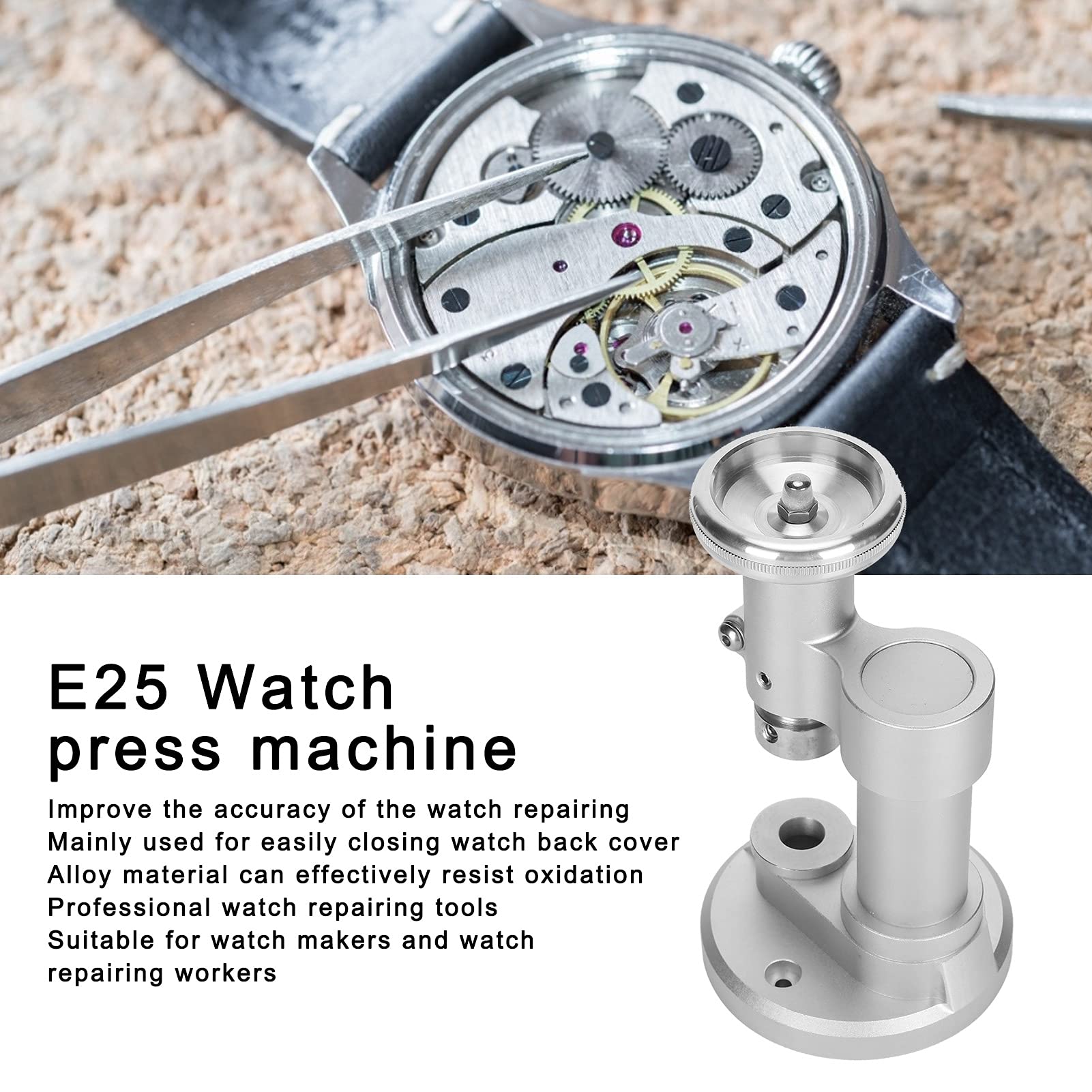 Watch Press Tool, Watch Battery Replacement Tool Kit E25 Watch Press Machine for Watchmakers Watch Repairing Tool Watch Back Remover Closer Repair Set Watch Back Case Cover Press Tool