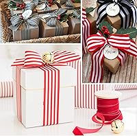 Vista 6 de 2 Rolls Red and White Striped Wired Ribbon for Gift Wrapping/Crafts/Christmas Tree/Wreaths/Bow Decorations, 2-1/2" Wide x 6 Yards