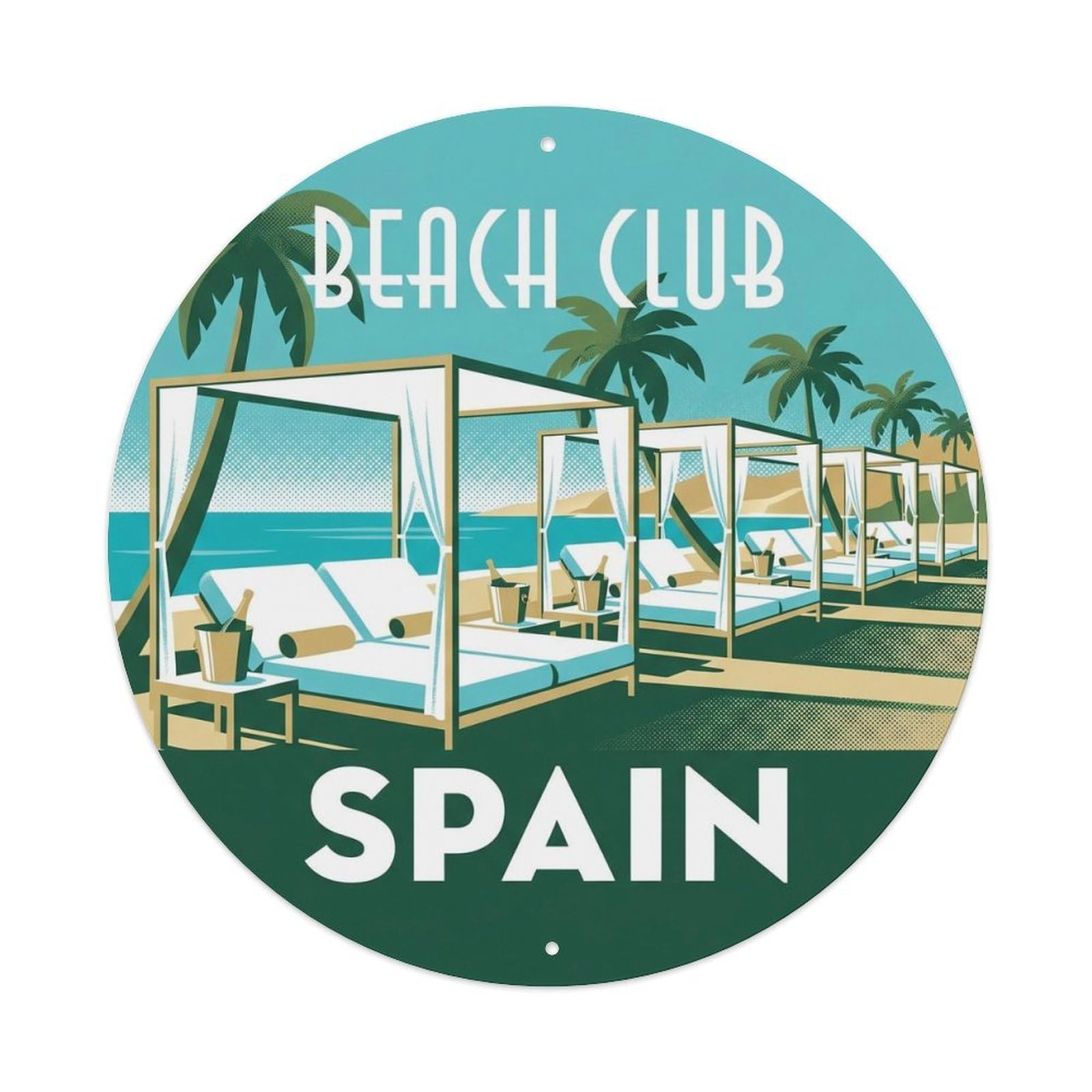 Marbella Beach Club Spain Landmark Travel Metal Tin Sign