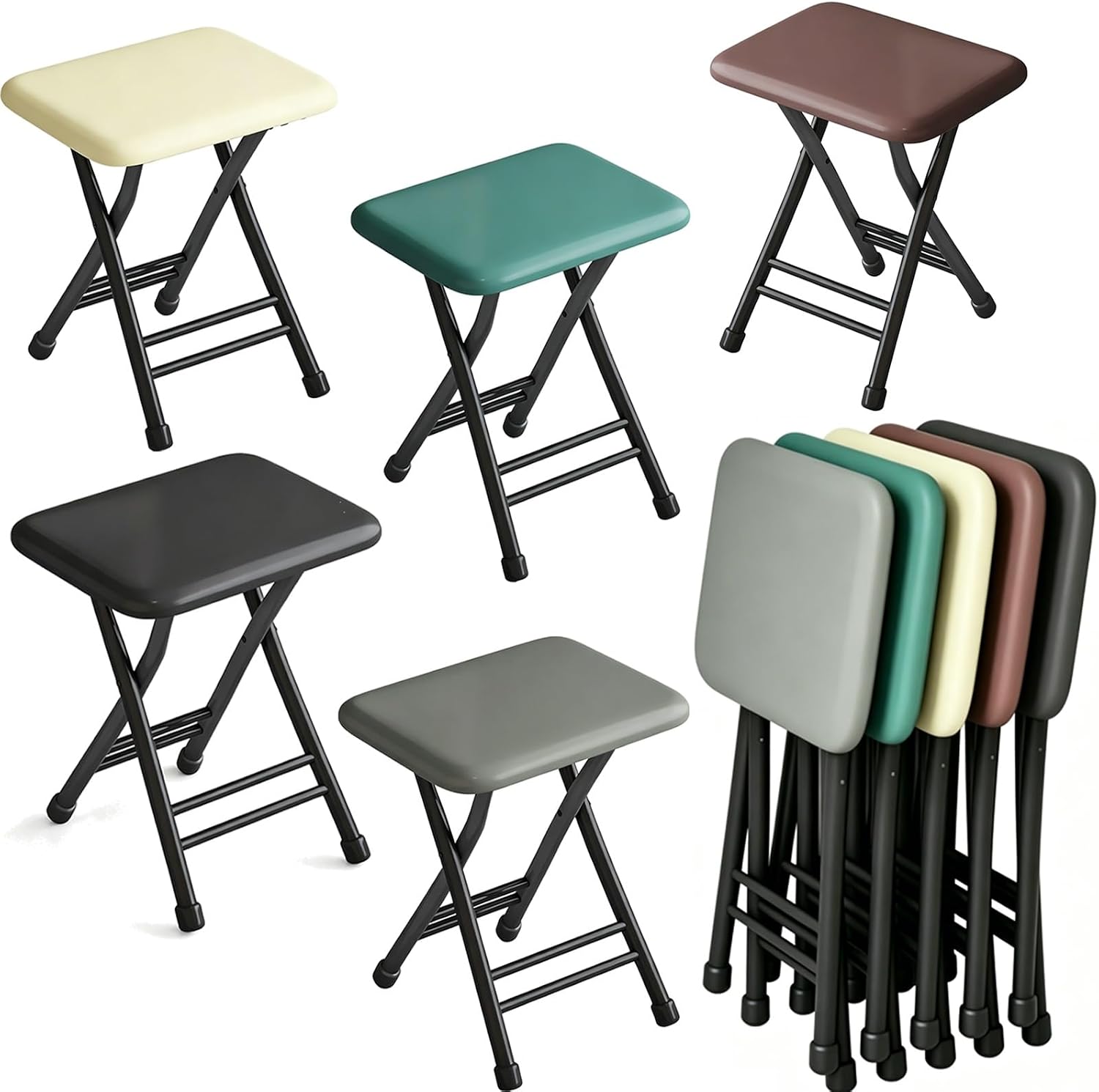 Folding Chair, Minimalist Home Chair, Portable Folding Stool, for Wedding, Banquets, Celebrations, Dinning, Office Kitchen Patio and Garden(Browns,Black Frame)