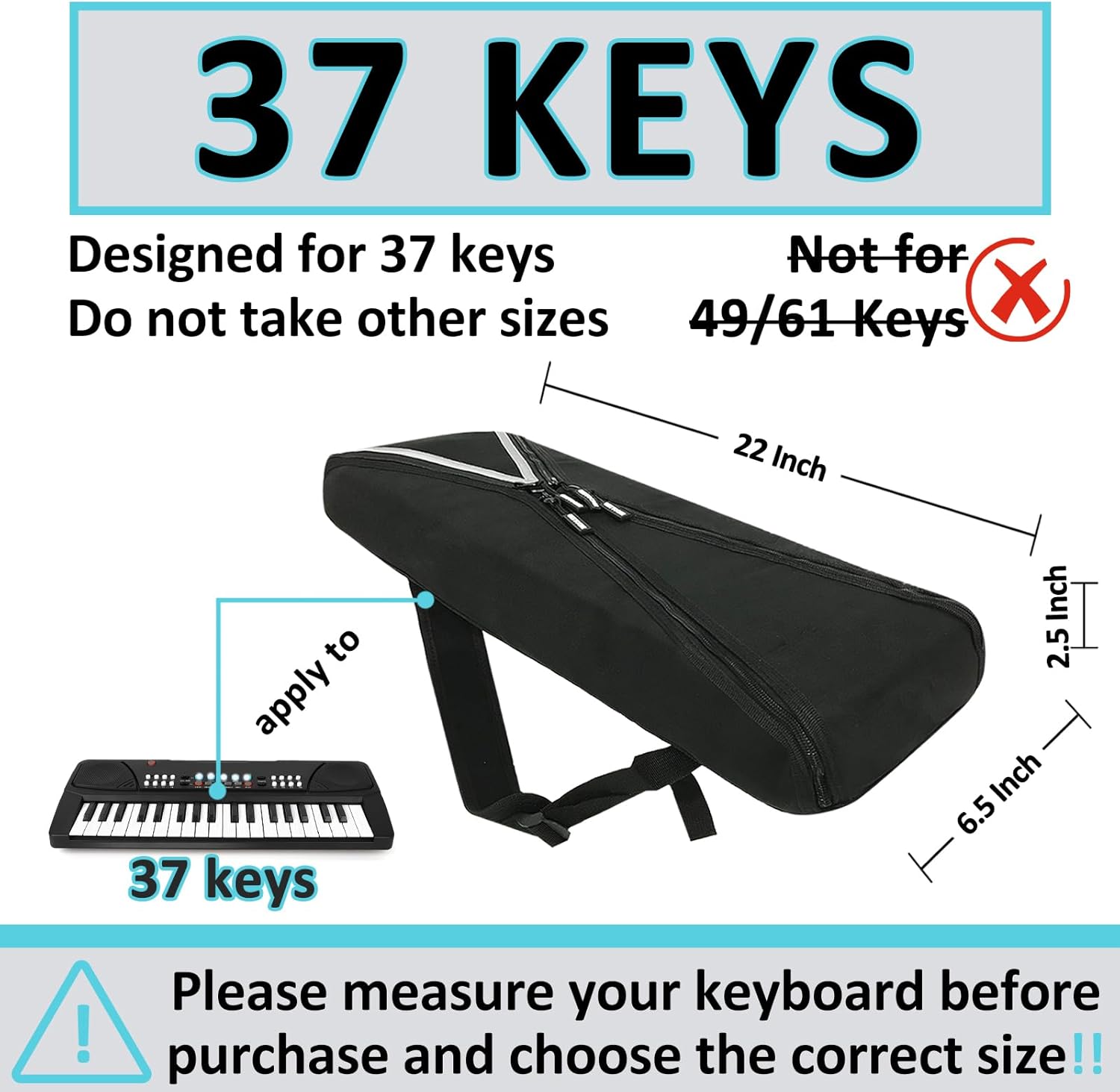 Electronic Keyboard Bag Piano Dust Cover Bag with Adjustable Straps Easy to Carry (22 * 6.5 * 2.5 Inch)