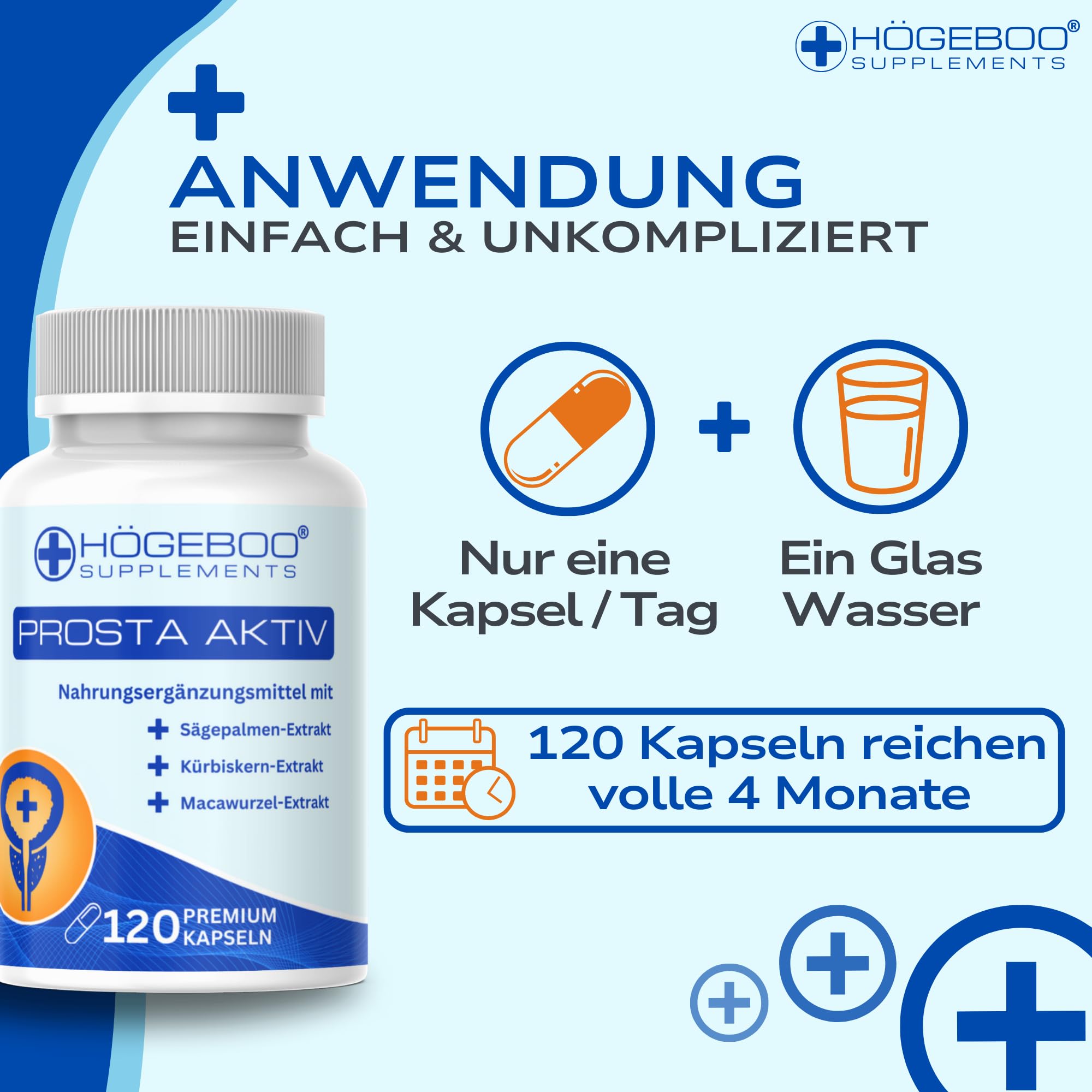 Prosta Aktiv Kapseln - Sägepalmen-Extrakt Kürbiskern-Extrakt und Maca-Extrakt als Prosta Komplex - 11 abgestimmte Inhaltsstoffe - Prosta Kapseln hochdosiert & vegan - 4 Monatsvorrat