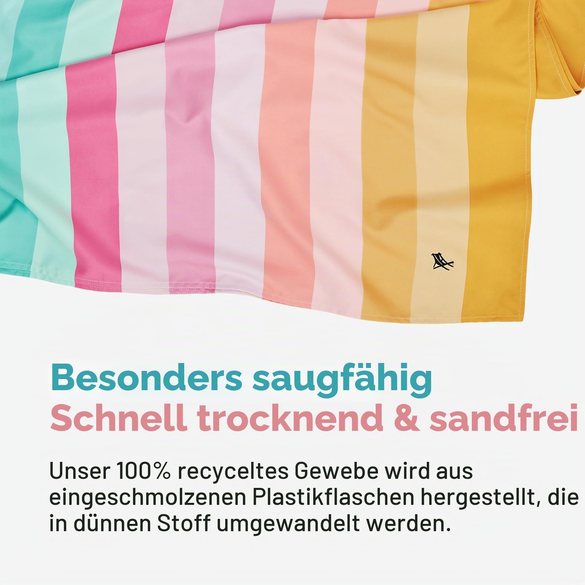 Dock & Bay Schnell trocknendes Handtuch – für Sport & Fitnessstudio – kompakt, leicht – 100% recycelt – inkl. Tasche – Coastal Candy, extra groß (200 x 90 cm) | Sandabweisend, inklusive Reisetasche, leicht und kompakt, 100 % recyceltes DryQ-Gewebe, Größe