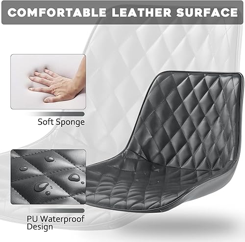 Miniatura 3 de Waleaf Juego de 4 taburetes de bar, taburetes de bar de cuero de altura de mostrador ajustable con respaldo, moderna silla de bar giratoria sin