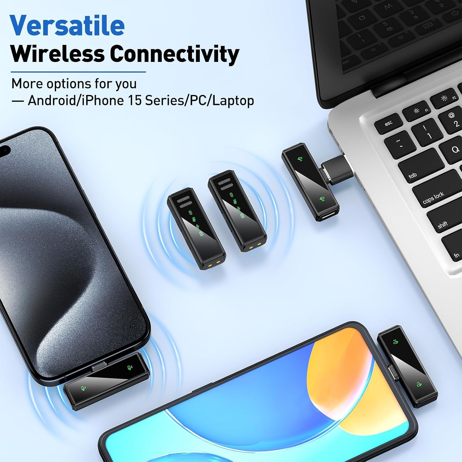 USB-C Wireless Mini Microphone for iPhone 15/16/17, Android & PC