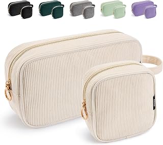 Kalidi Make Up Bag Cord Cosmetic Bag Women's Portable Makeup Bag with Compartments…
