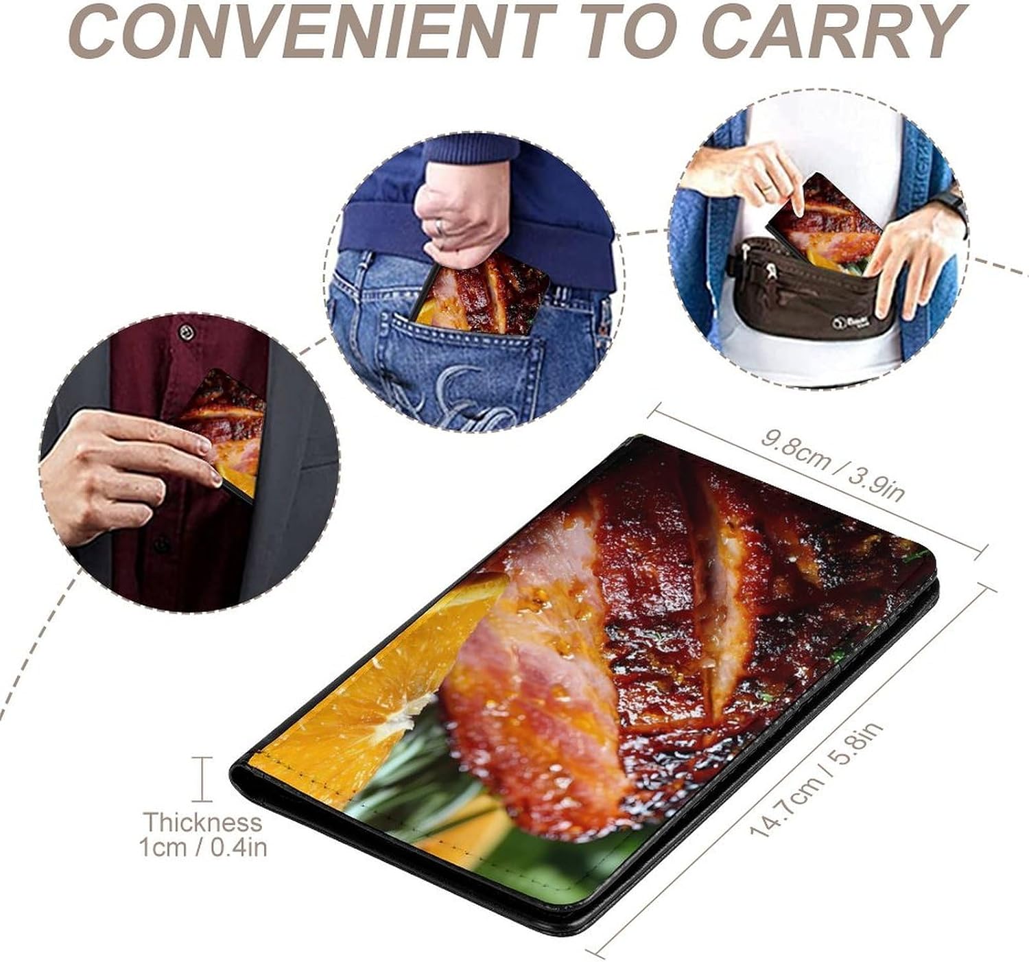 Honey Glazed Ham Funny Passport Holder Slim Travel Wallet Passports Cover Card Case with Slot
