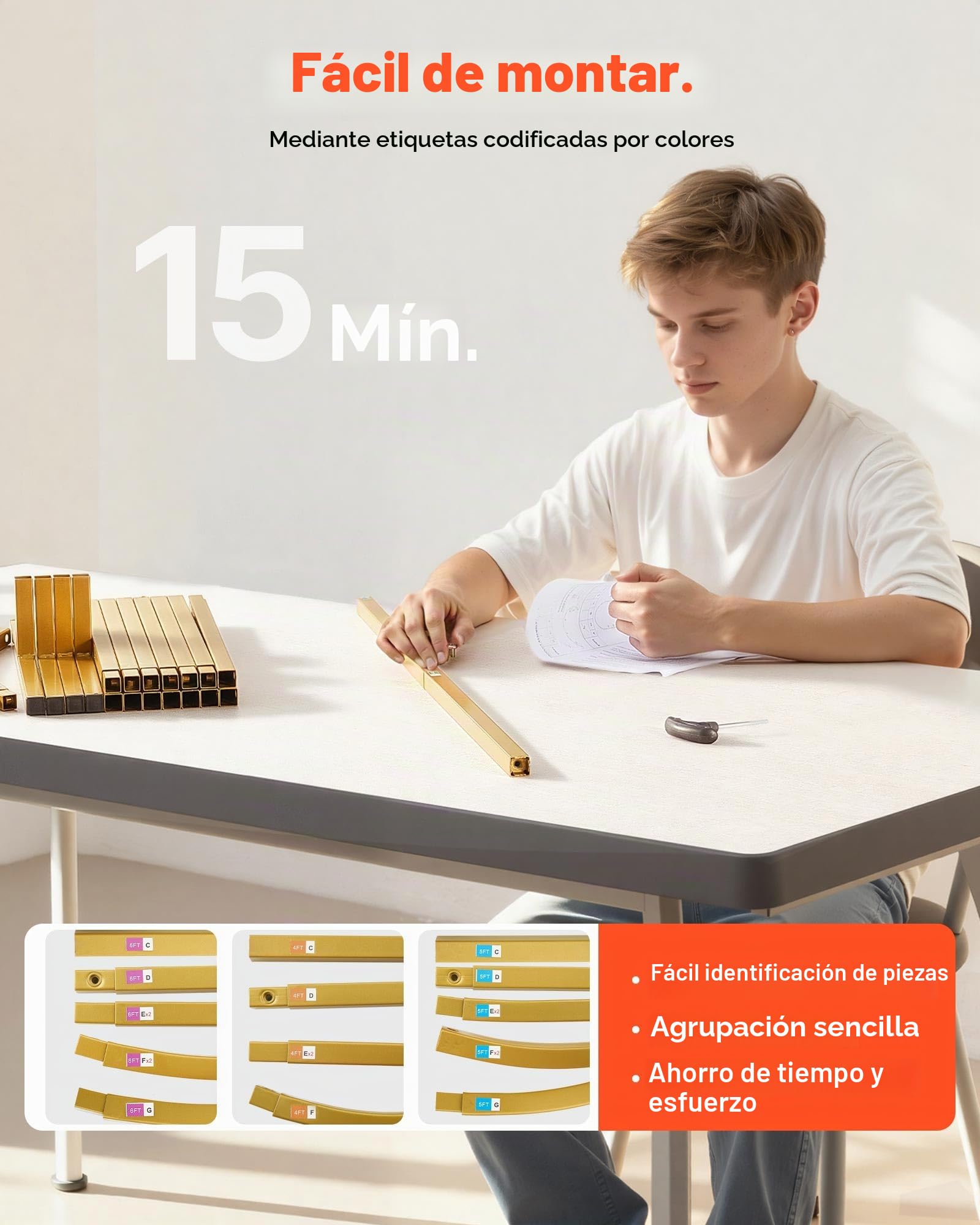 VEVOR Soporte de Arco de Metal Dorado para Fondo de 1,8/1,5/1,2 m, Forma Semicircular, Estructura Estable, con Cubierta, para Decoración de Bodas, Cumpleaños, Celebraciones y Ceremonias, 3 Piezas