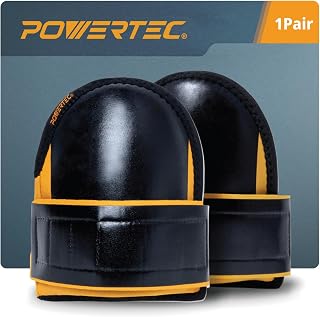 POWERTEC Non-Slip Knee Pads for Men and Women Comfortable Extra Wide Strap Knee Support Soft EVA Foam Safety Kneepads for Work, Construction, Flooring, Roofing, Gardening (71878)
